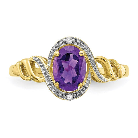 10K Amethyst and Diamond Ring-WBC-10XB299