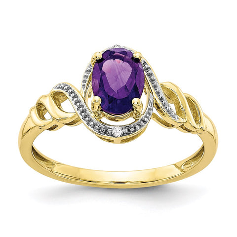 10K Amethyst and Diamond Ring-WBC-10XB299