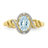 10K Aquamarine and Diamond Ring-WBC-10XB300