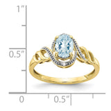 10K Aquamarine and Diamond Ring-WBC-10XB300