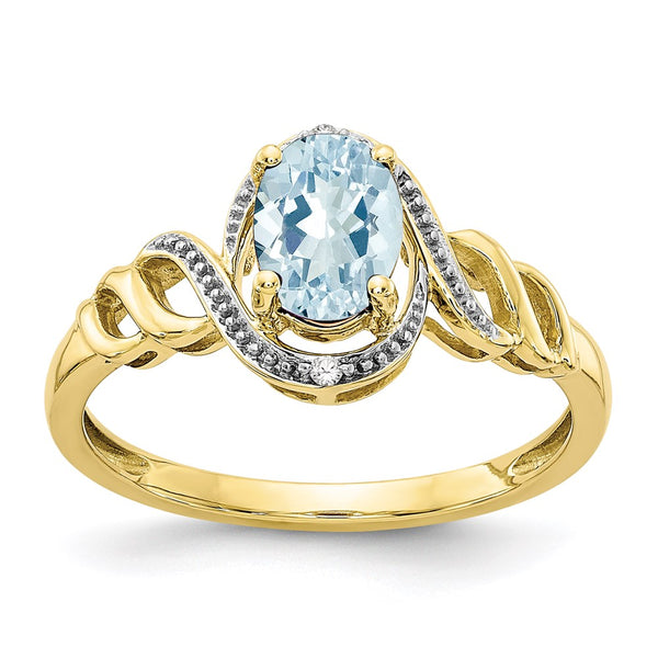 10K Aquamarine and Diamond Ring-WBC-10XB300