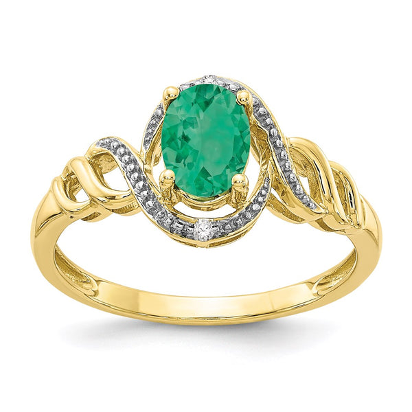 10K Emerald and Diamond Ring-WBC-10XB302