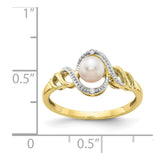 10K FW Cultured Pearl and Diamond Ring-WBC-10XB303