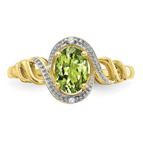 10K Peridot and Diamond Ring-WBC-10XB305