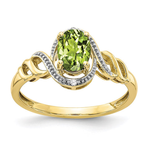 10K Peridot and Diamond Ring-WBC-10XB305