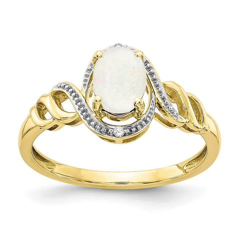 10K Opal and Diamond Ring-WBC-10XB307