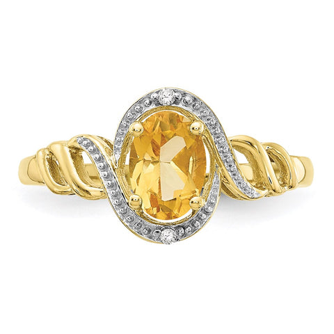 10K Citrine and Diamond Ring-WBC-10XB308