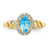 10K Light Swiss Blue Topaz and Diamond Ring-WBC-10XB309