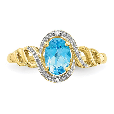 10K Light Swiss Blue Topaz and Diamond Ring-WBC-10XB309