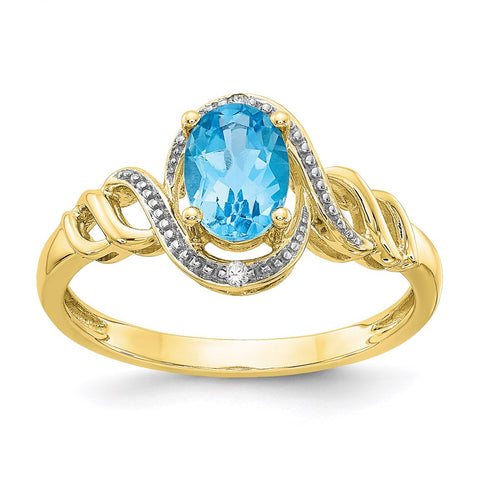 10K Light Swiss Blue Topaz and Diamond Ring-WBC-10XB309