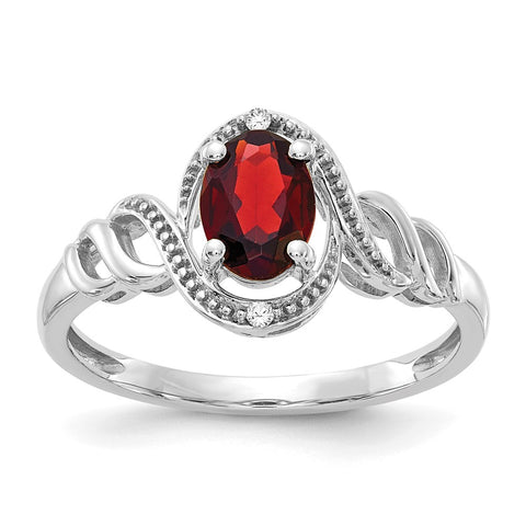 10k White Gold Garnet and Diamond Ring-WBC-10XB310