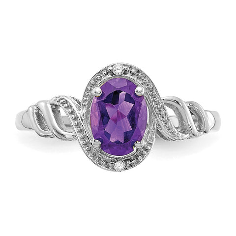 10k White Gold Amethyst and Diamond Ring-WBC-10XB311