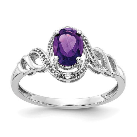 10k White Gold Amethyst and Diamond Ring-WBC-10XB311