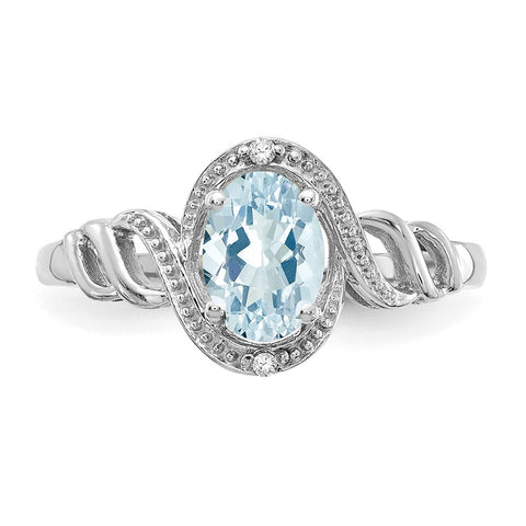 10k White Gold Aquamarine and Diamond Ring-WBC-10XB312