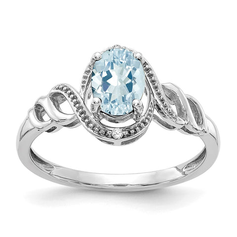 10k White Gold Aquamarine and Diamond Ring-WBC-10XB312