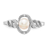 10k White Gold FW Cultured Pearl and Diamond Ring-WBC-10XB315