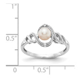 10k White Gold FW Cultured Pearl and Diamond Ring-WBC-10XB315
