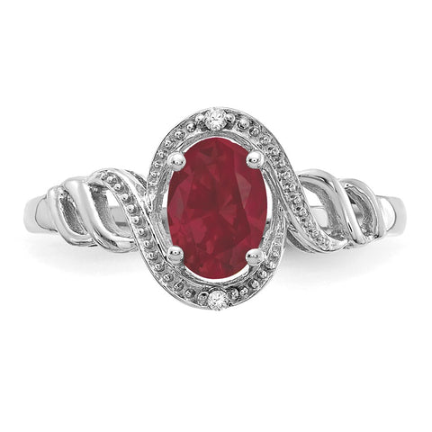 10k White Gold Ruby and Diamond Ring-WBC-10XB316