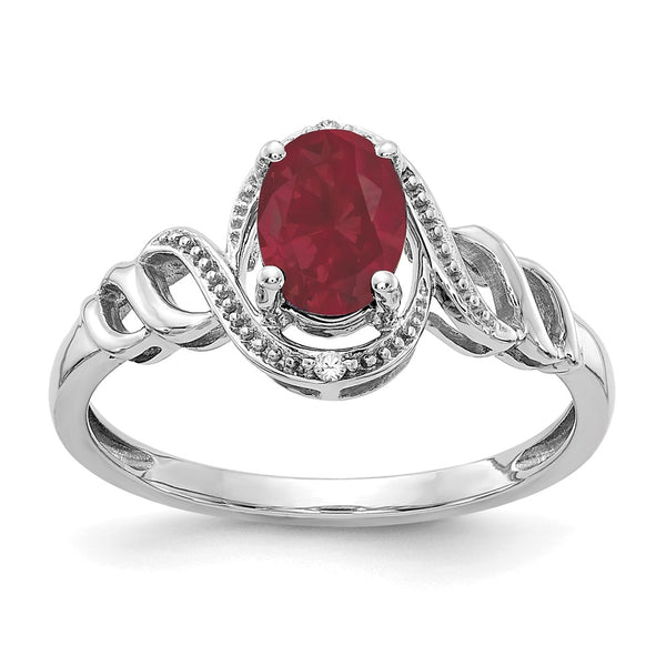 10k White Gold Ruby and Diamond Ring-WBC-10XB316