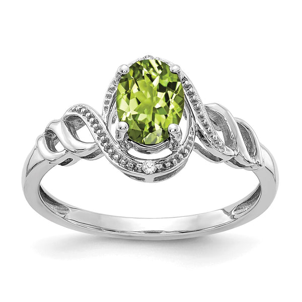 10k White Gold Peridot and Diamond Ring-WBC-10XB317