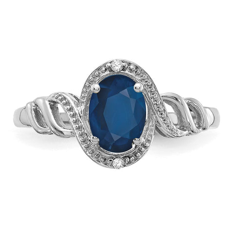 10k White Gold Sapphire and Diamond Ring-WBC-10XB318