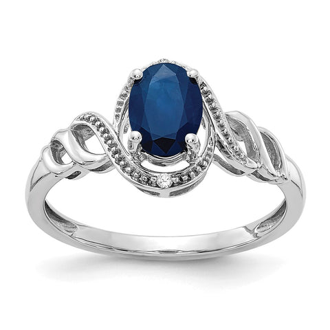10k White Gold Sapphire and Diamond Ring-WBC-10XB318