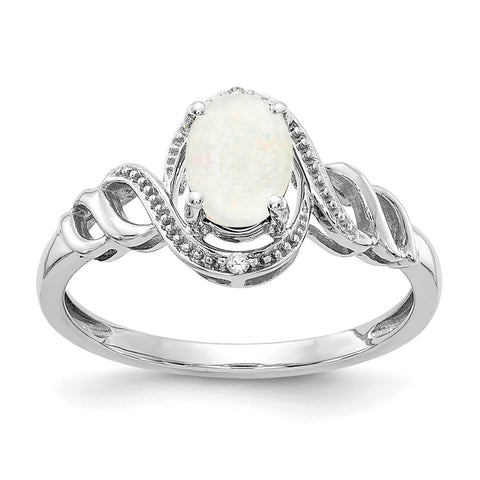 10k White Gold Opal and Diamond Ring-WBC-10XB319