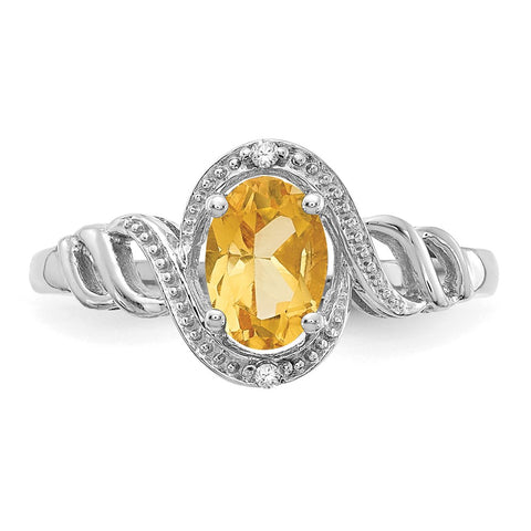 10k White Gold Citrine and Diamond Ring-WBC-10XB320