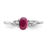 10k White Gold Polished Geniune Ruby Birthstone Ring-WBC-10XBR148