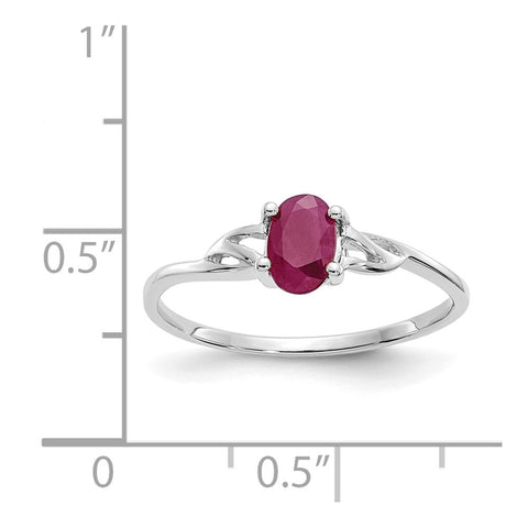 10k White Gold Polished Geniune Ruby Birthstone Ring-WBC-10XBR148