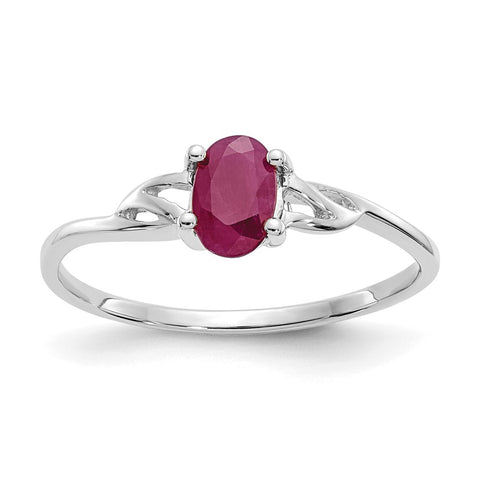 10k White Gold Polished Geniune Ruby Birthstone Ring-WBC-10XBR148