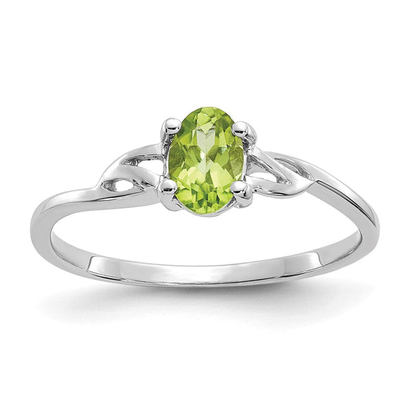 10k White Gold Polished Geniune Peridot Birthstone Ring-WBC-10XBR149