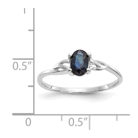 10k White Gold Polished Geniune Sapphire Birthstone Ring-WBC-10XBR150