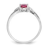 10k White Gold Polished Geniune Pink Tourmaline Birthstone Ring-WBC-10XBR151