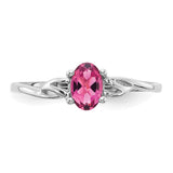 10k White Gold Polished Geniune Pink Tourmaline Birthstone Ring-WBC-10XBR151