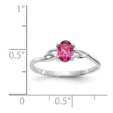 10k White Gold Polished Geniune Pink Tourmaline Birthstone Ring-WBC-10XBR151