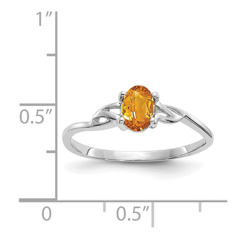 10k White Gold Polished Geniune Citrine Birthstone Ring-WBC-10XBR152