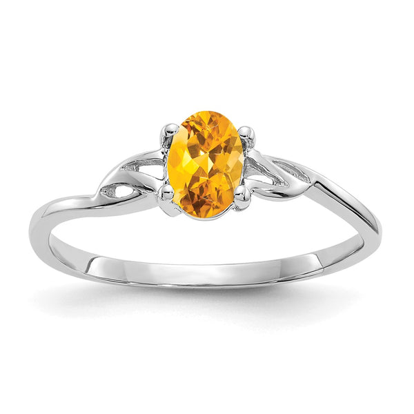 10k White Gold Polished Geniune Citrine Birthstone Ring-WBC-10XBR152