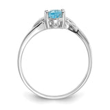 10k White Gold Polished Geniune Blue Topaz Birthstone Ring-WBC-10XBR153