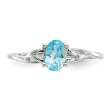 10k White Gold Polished Geniune Blue Topaz Birthstone Ring-WBC-10XBR153