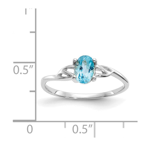 10k White Gold Polished Geniune Blue Topaz Birthstone Ring-WBC-10XBR153