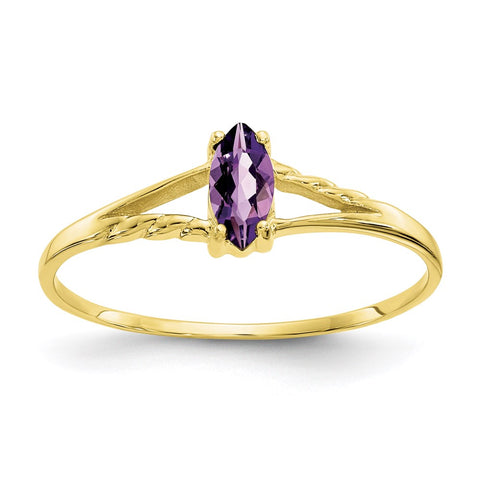 10k Polished Geniune Amethyst Birthstone Ring-WBC-10XBR179