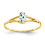 10k Polished Geniune Aquamarine Birthstone Ring-WBC-10XBR180