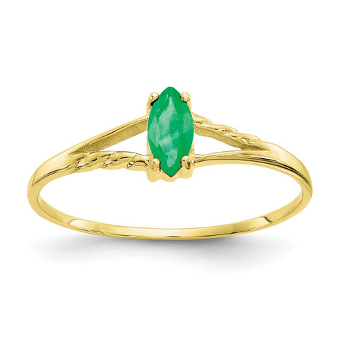 10k Polished Geniune Emerald Birthstone Ring-WBC-10XBR182