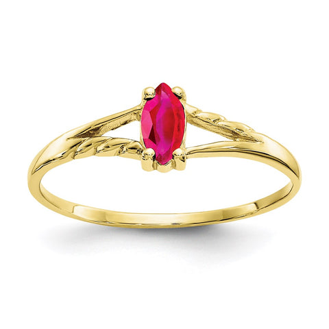 10k Polished Geniune Ruby Birthstone Ring-WBC-10XBR184