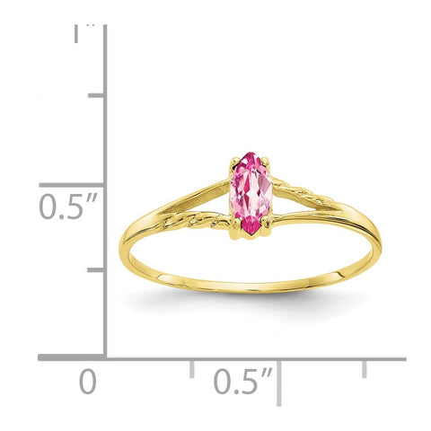 10k Polished Geniune Pink Tourmaline Birthstone Ring-WBC-10XBR187