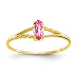 10k Polished Geniune Pink Tourmaline Birthstone Ring-WBC-10XBR187