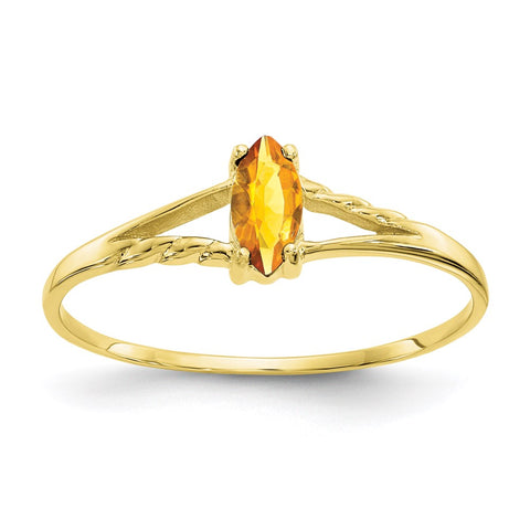 10k Polished Geniune Citrine Birthstone Ring-WBC-10XBR188