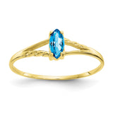 10k Polished Geniune Blue Topaz Birthstone Ring-WBC-10XBR189