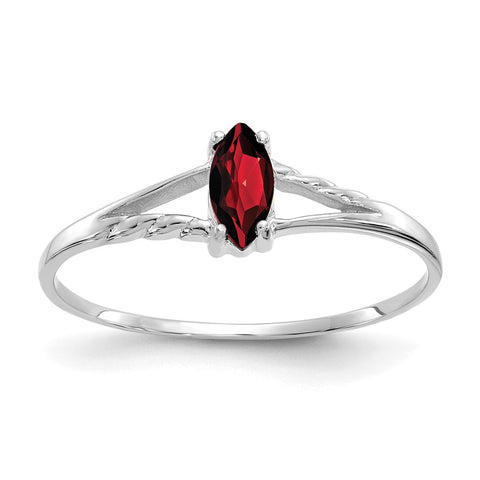 10k White Gold Polished Geniune Garnet Birthstone Ring-WBC-10XBR190